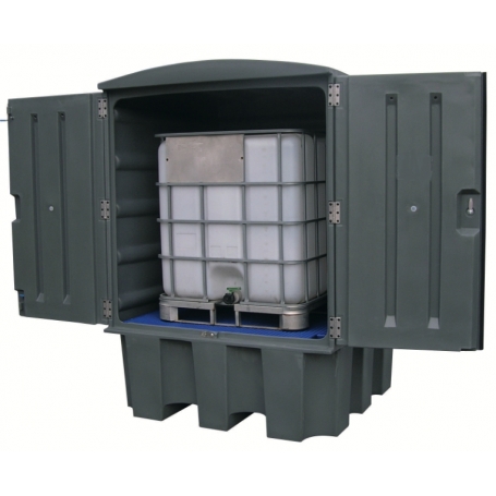 CONTENEUR DE RETENTION EN PE GRIS 1000 LITRES