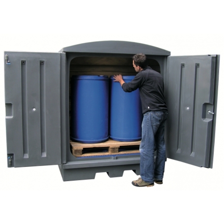 CONTENEUR DE RETENTION EN PE GRIS 280 LITRES