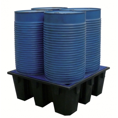 BAC DE RETENTION 450 LITRES EN PE POUR 4 FUTS DE 220 LITRES
