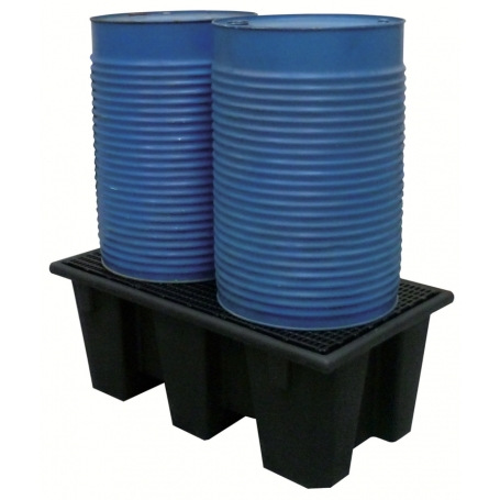 BAC DE RETENTION 220 LITRES EN PE POUR 2 FUTS DE 220 LITRES