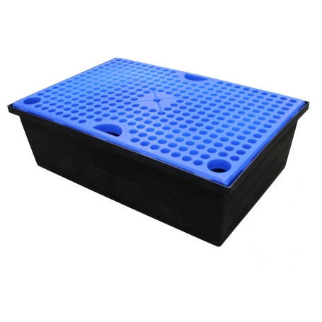 BAC DE RETENTION 240 LITRES EN PE A FOND PLAT POUR 2 FUTS DE 220 LITRES