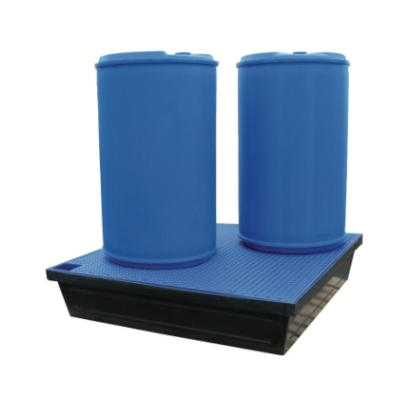 BAC DE RETENTION 240 LITRES EN PE A FOND PLAT CARRE POUR 4 FUTS DE 220 LITRES