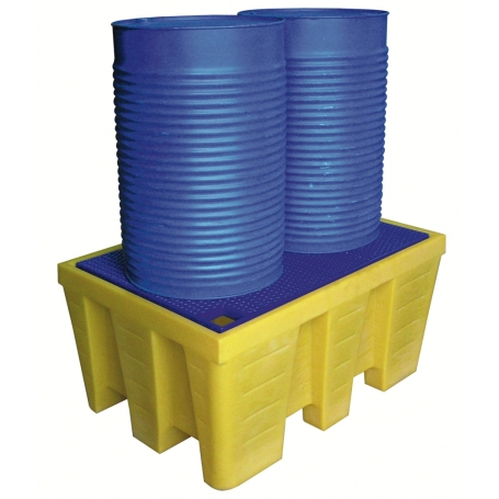 BAC DE RETENTION 450 LITRES EN PE POUR 2 FUTS DE 220 LITRES