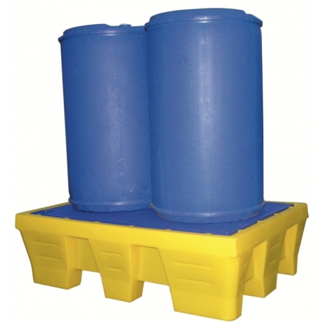 BAC DE RETENTION LONGITUDINAL 240 LITRES EN PE POUR  2 FUTS DE 220 LITRES