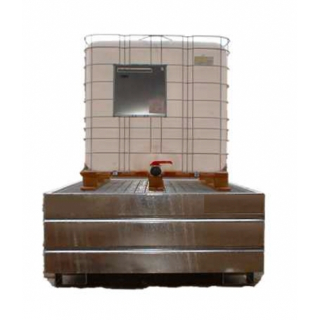 BAC DE RÉTENTION EN ACIER GALVA pour 1 IBC (1000 litres)