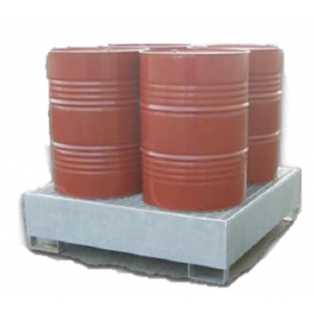 BAC DE RÉTENTION EN ACIER GALVA pour 4 FÜTS DE 200 LITRES