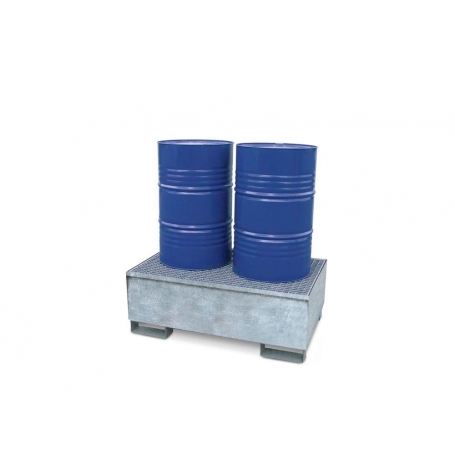 BAC DE RÉTENTION EN ACIER GALVA pour 2 FÛTS DE 200 LITRES